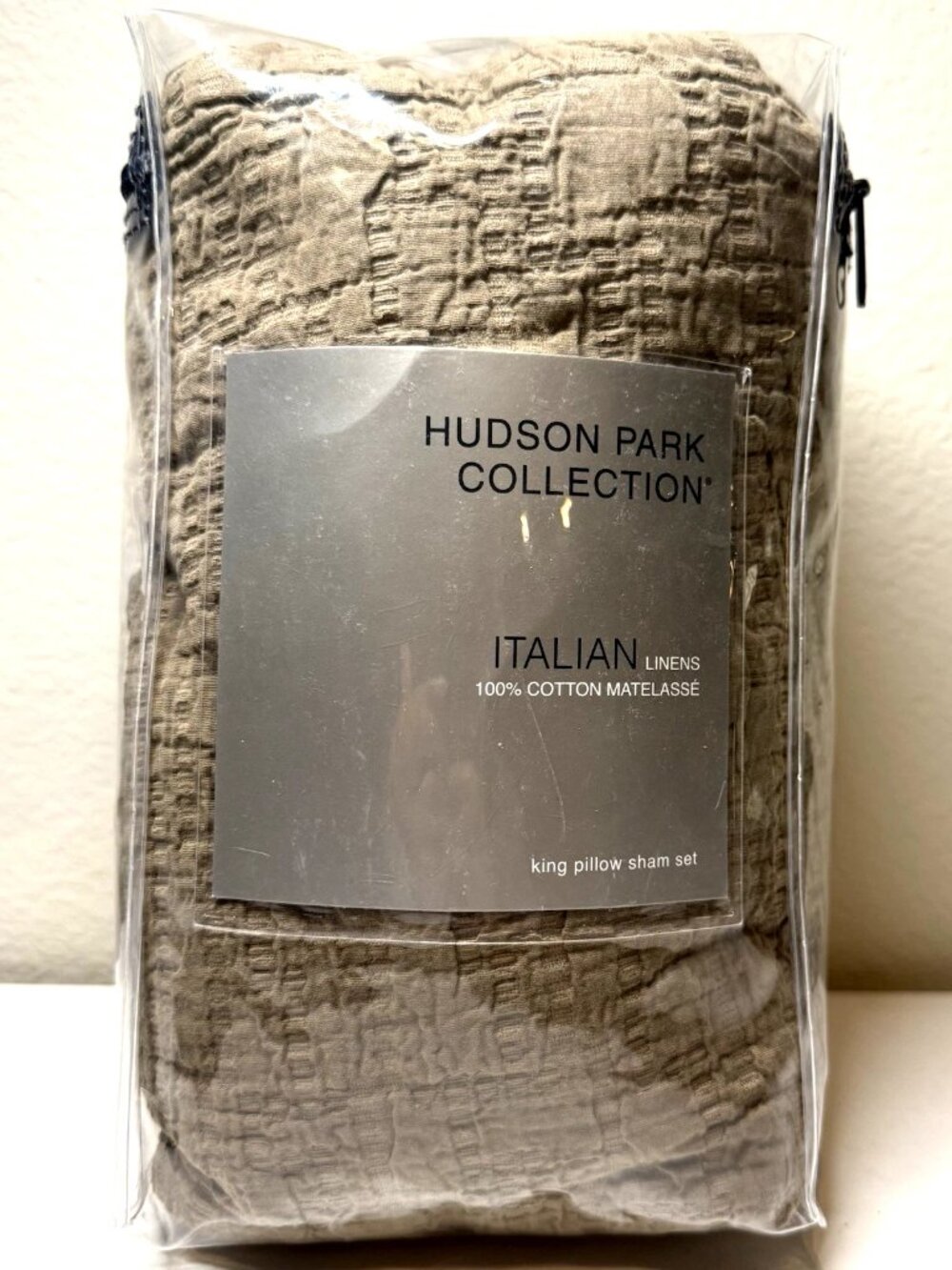 Hudson Park Italian Matelasse King Sham Set 2 Pc Truffle Brown 100% Cotton